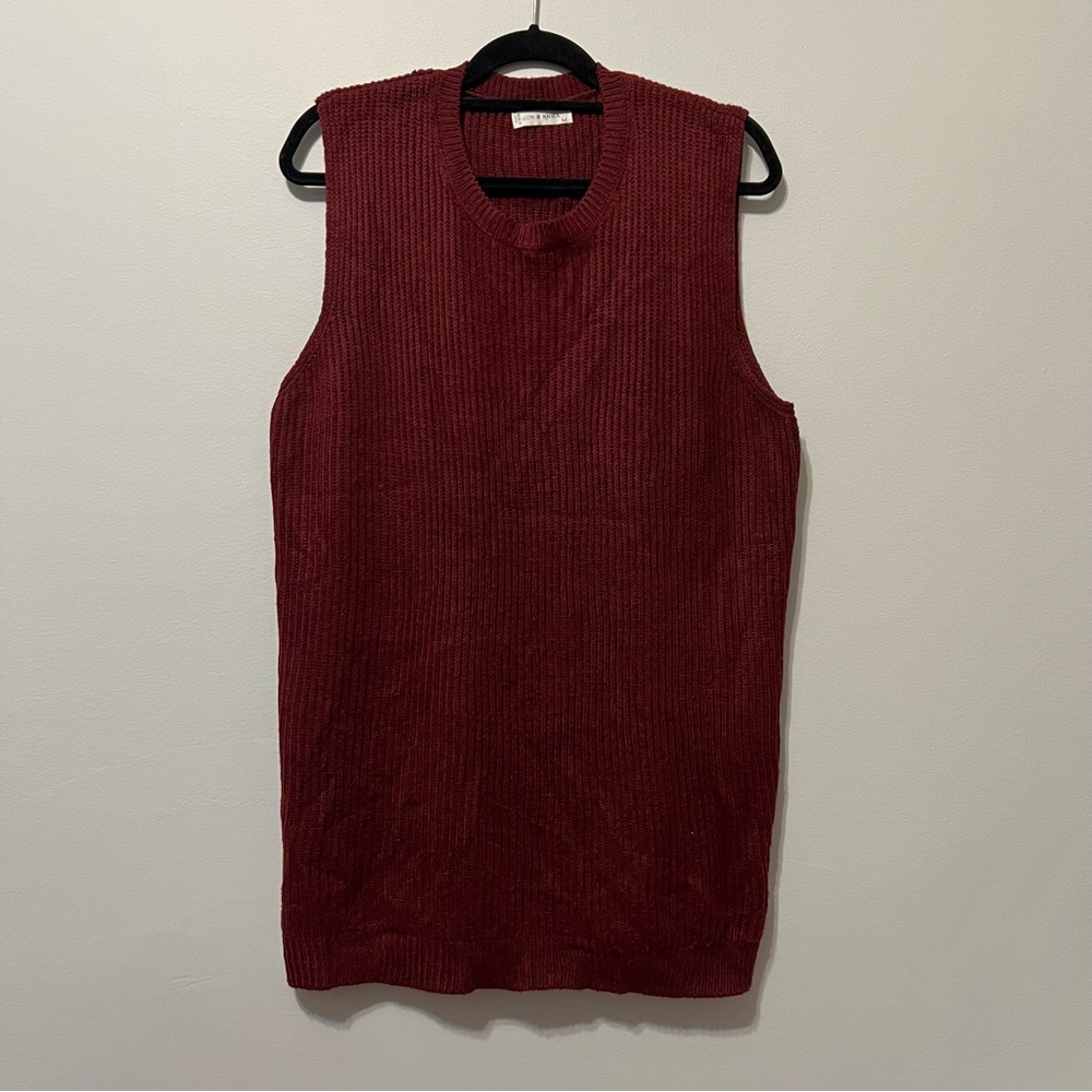 Jon & Anna Dark Red Ribbed Knit Sweater Vest Sleeveless Dress Size M